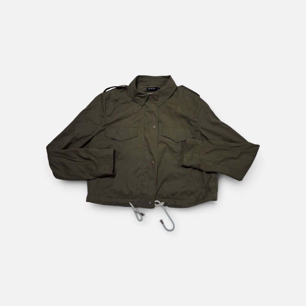 STRADIVARIUS Women's Olive Green Crop Bomber Jacket Size Large